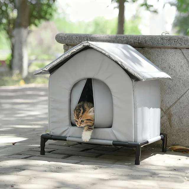 Outdoor Cat Shelter Heated Cat House Waterproof Insulated with Elevated Base Feral Cats Shelter Street House In Winter Yard 2