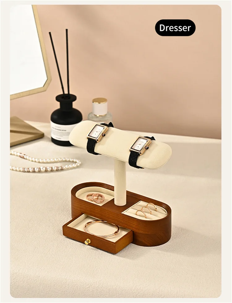WoodTen Solid Wood Watches Display Stands Base Watch Necklace Bracelet Organizer Rack Bangle Scrunchie Headband Showcase Stands