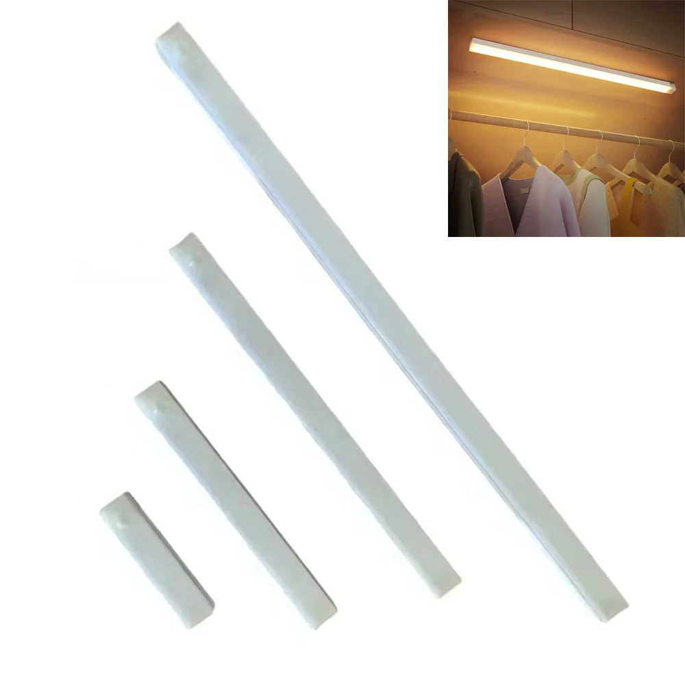 10/20/30/50CM Magnetic Attraction LED Wardrobe Light PIR Motion Sensor Cabinet Night Light USB Rechargeable Warm White Bar