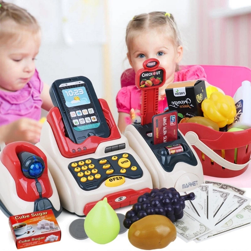 Kids Checkout Counter Supermarket Cash Register Toys Children Role Play Cashier Props Pretend Play Game Boys Girls Birthday Gift 3