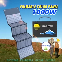 Panneau solaire portable pliable 1000W, charge rapide avec USB+DC, adapté pour la randonnée en plein air, le camping et les téléphones portables 1