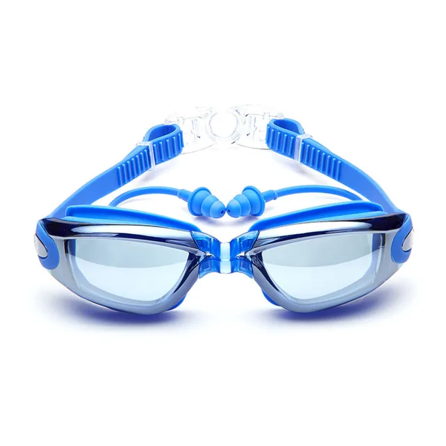 Optical Swimming Goggles Men Women Myopia Pool Earplug Professional Waterproof Swim Eyewear Prescription Adult Diving Glasses Blue
