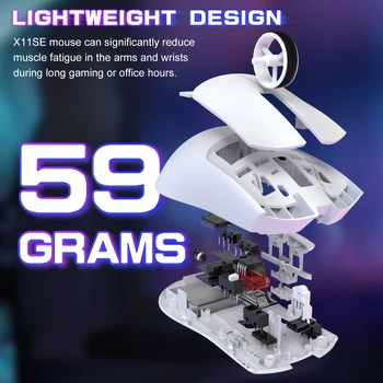 ATTACK SHARK X11SE Lightweight Wireless Gaming Mouse, Tri-Mode 2.4G/USB-C Wired/BT, 22K DPI, PAW3311 Optical Sensor, 59g, 5 Prog 2