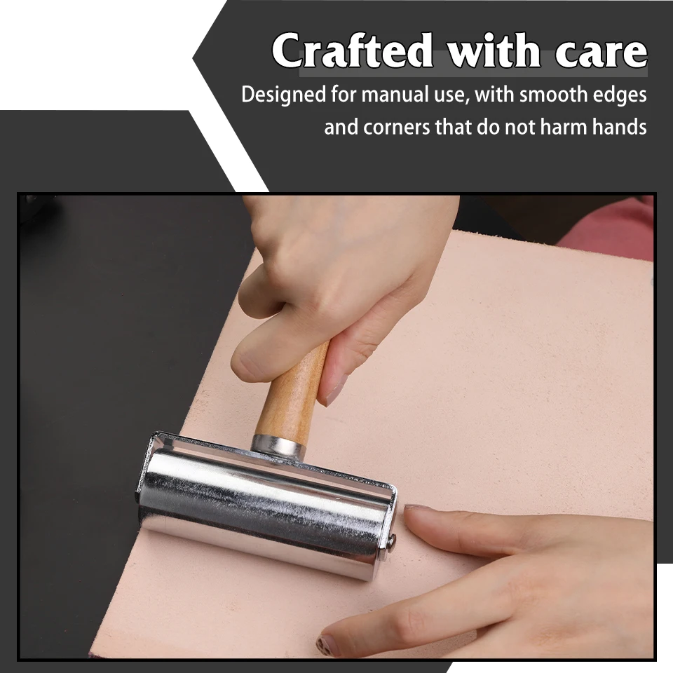 Wooden Handle Leather Press Edge Roller Leather Roller Tool Edge Creaser Craft Laminating Work Tool 26/60/100mm