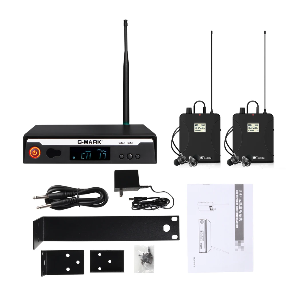 G-MARK G6.1IEM Stereo Wireless In Ears Monitor System UHF Stage Return 554MHZ-586MHZ Frequency Selectable For Band Performance