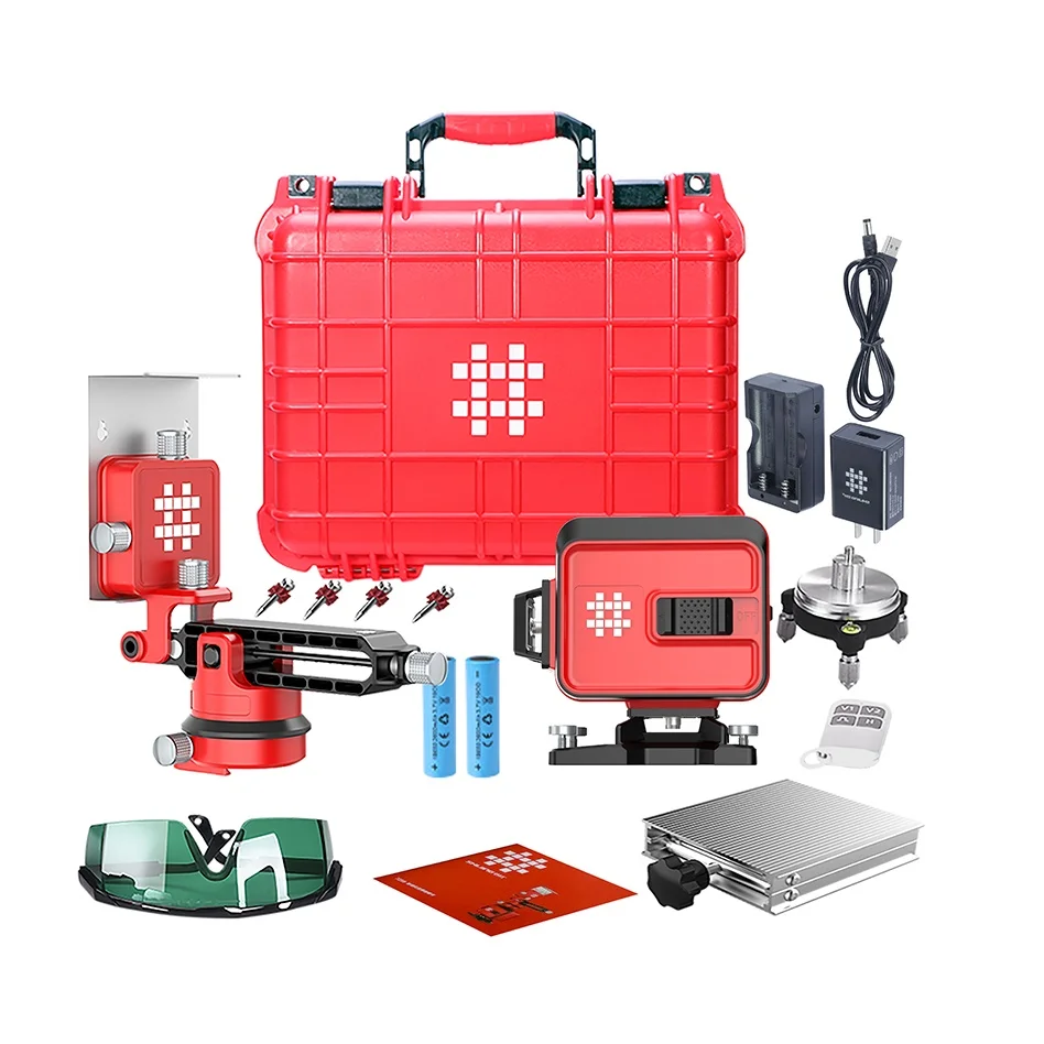 Лазерный уровень SHIJING 7259, 12 линий, зеленый луч, настенный лазер для плитки, 360 градусов, уличные лазерные инструменты, лазерный уровень