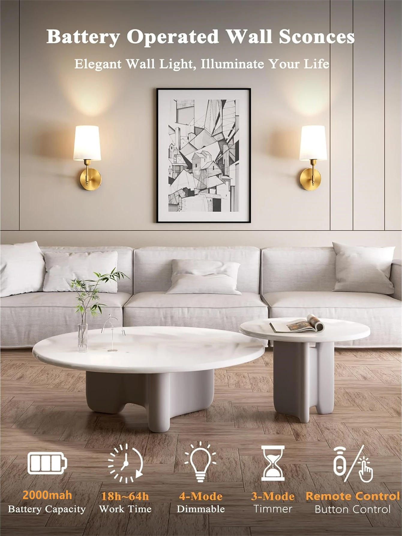 Wiring-Free Rechargeable Battery Powered Wall Tape 4000 Mah Dimmable Detachable Bulb and Remote Control 15 Colors Wireless Wall Lamp for Bedroom and Living Room Corridor Decoration led light led wall lamp wall light