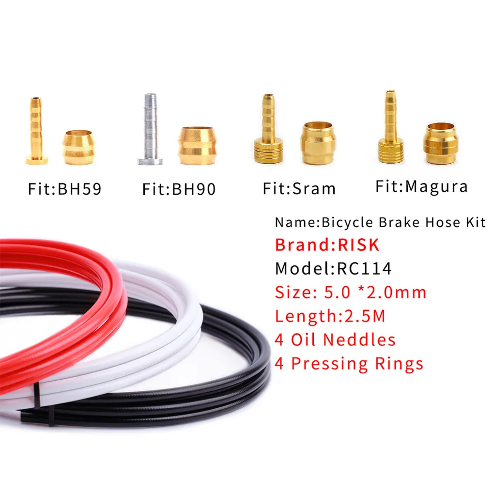 RISK Hydraulic Disc Brake Hose Kit Wear-resistant Dustproof Rustproof Compression Bushing Good Sealing White Magura