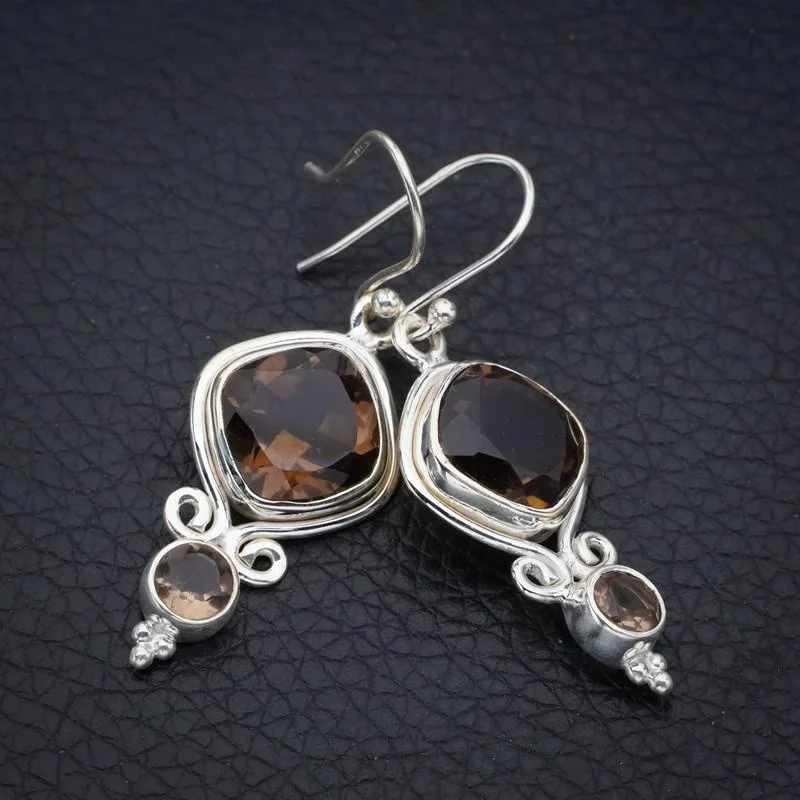 

StarGems Smoky Quartz Handmade 925 Sterling Silver Earrings 1.75" F5737