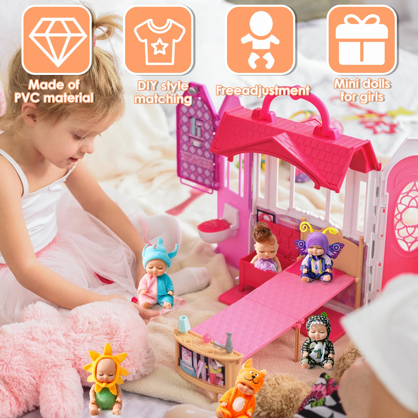 6-12Pcs Schlafen Mini Baby Puppen Reborn Lebensechte Spielzeug Nette Baby Entzückende Puppen Prinzessin Puppen Spielzeug Kinder Weihnachten geburtstag Geschenk – Detail 5
