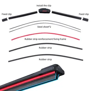 Car Windshield Wiper Blades Universal Water Repellent Bracketless Frameless Rubber Layer Wipers Blades Double Soft Wiper Car