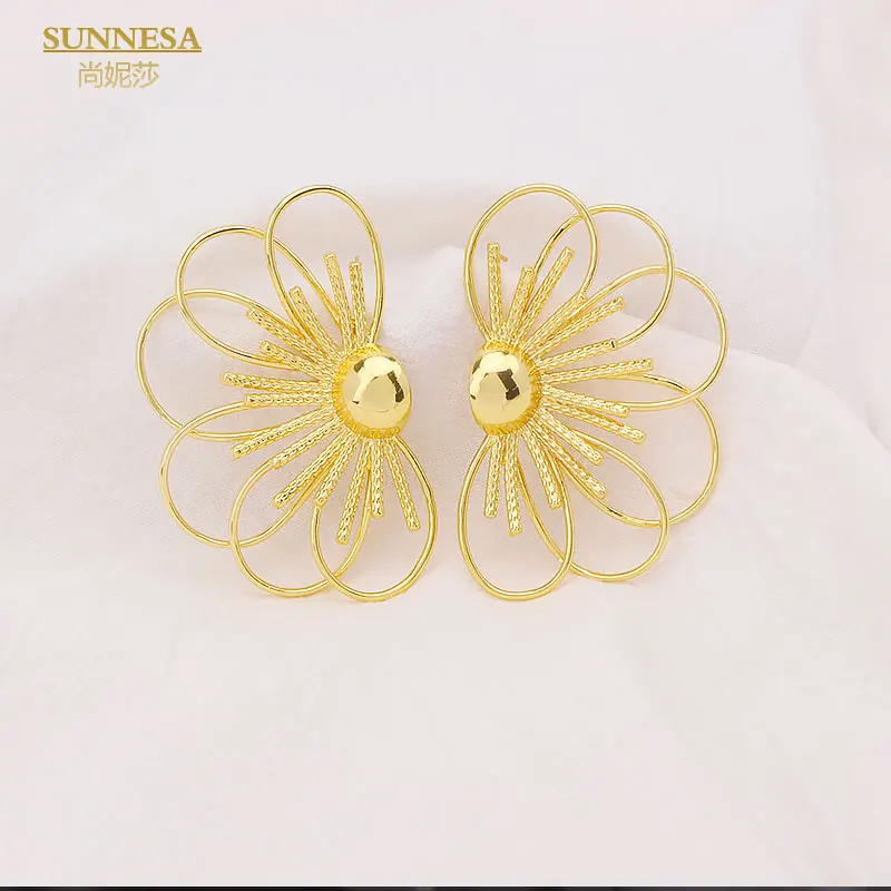 

SUNNESA, Итальянские Позолоченные серьги-клипсы 18 карат для женщин, ювелирные изделия из Дубая, модные большие африканские серьги в форме бабочки