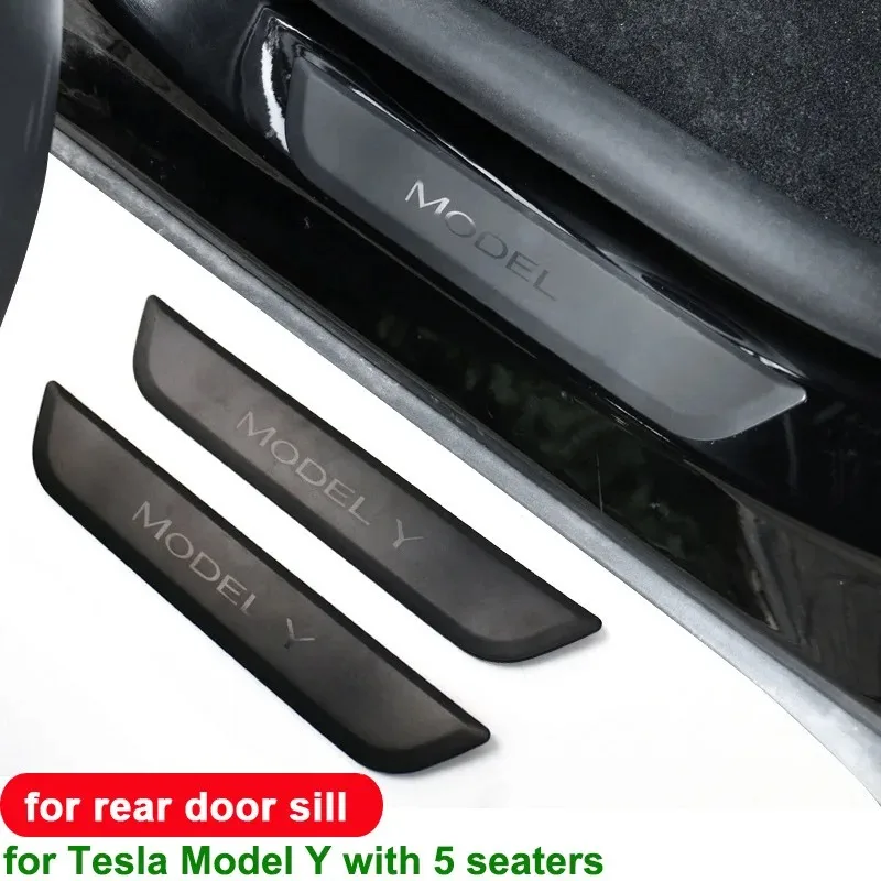 Front Rear Door Sill Protector Cover Plate for Tesla Model Y 23 Anti Kick ABS Bumper Welcome Pedal Guards Trim Inner Strip