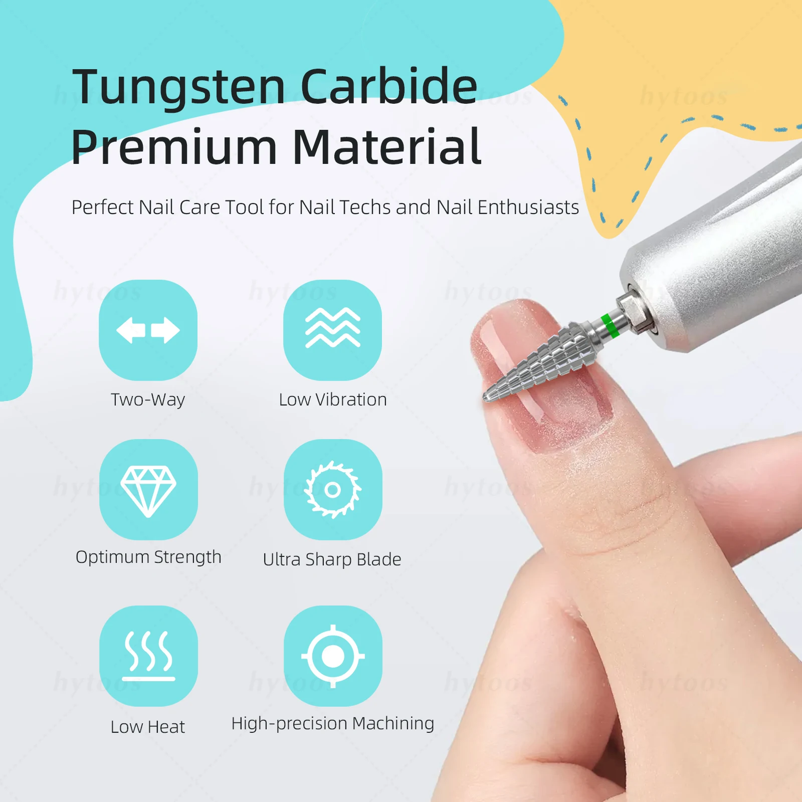 Nail Drill Bit Two-way Cone 15mm Taper Carbide Manicure Soft Gel Removal Nails Edge Cuticle Clean Tool