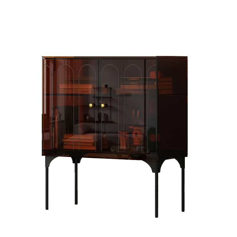 

Gray Square Light Luxury Sideboard Cabinet Nordic Entrance Decoration Storage Cabinet French Wine Cabinet