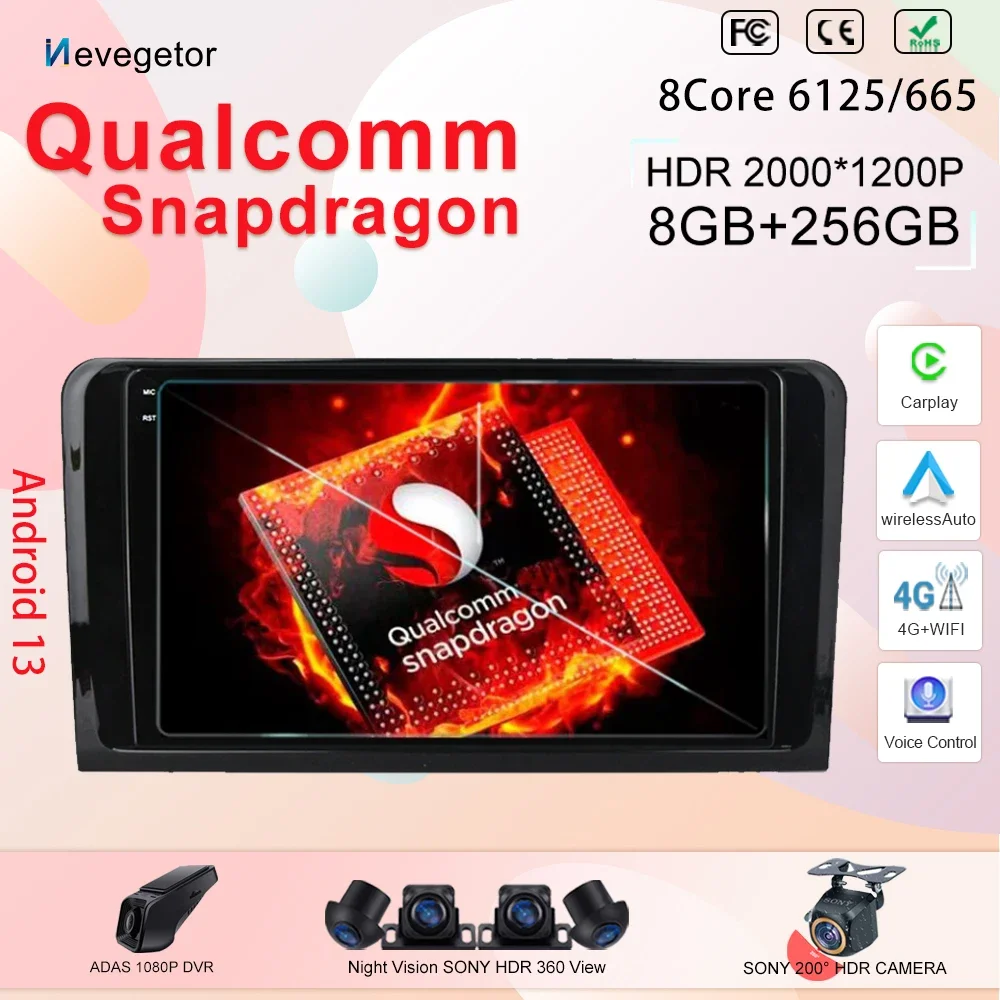 

Автомагнитола для Mercedes Benz ML GL ML350 GL320 X164 2005 - 2009 Android 13, мультимедийный видеоплеер, навигация GPS