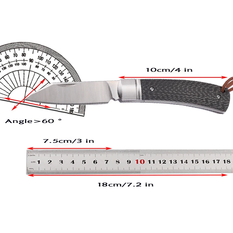 2024 Carbon Fiber Handle Folding D2 Blade Camping Hunting Hiking Fruit Knife Multi functional EDC Tool Knife 6