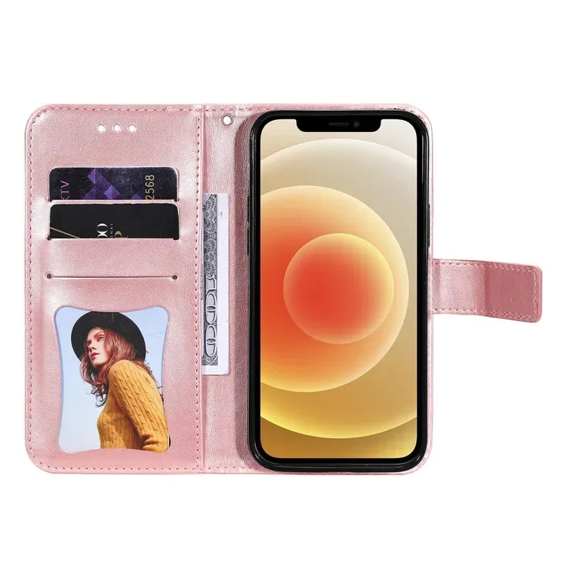 Retro Totem Sunflower Leather Wallet Phone Case with Magnetic Flip Cover and Card Holder