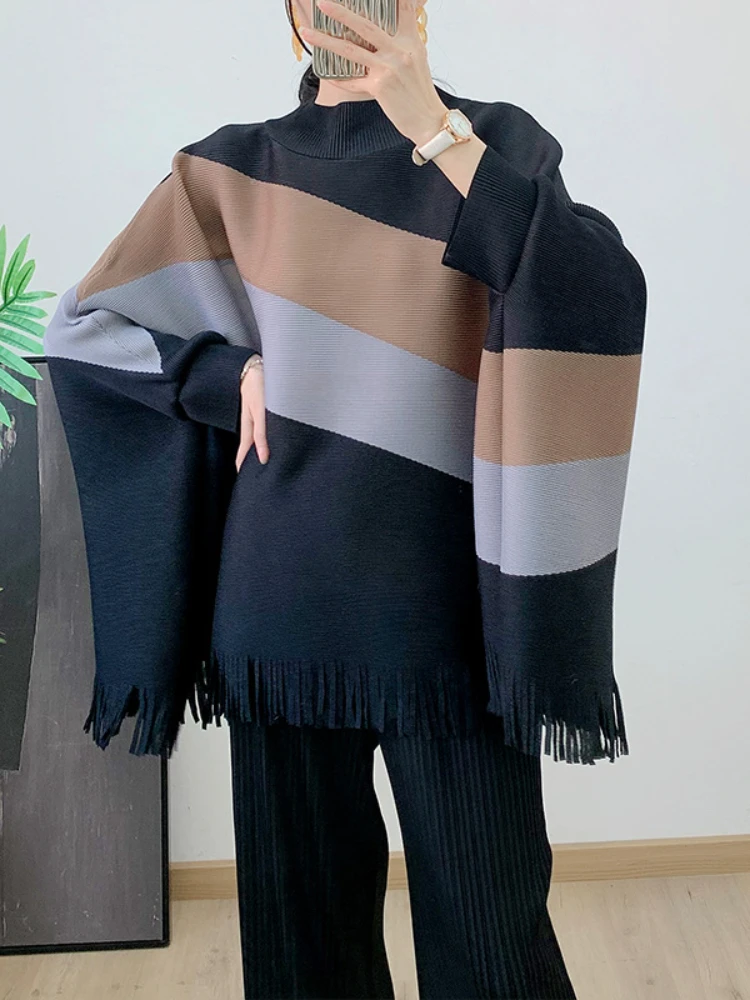 -Folded set in varying colors for women, top shawl, straight leg casual pants, stylish clothing, new, autumn, two sets,