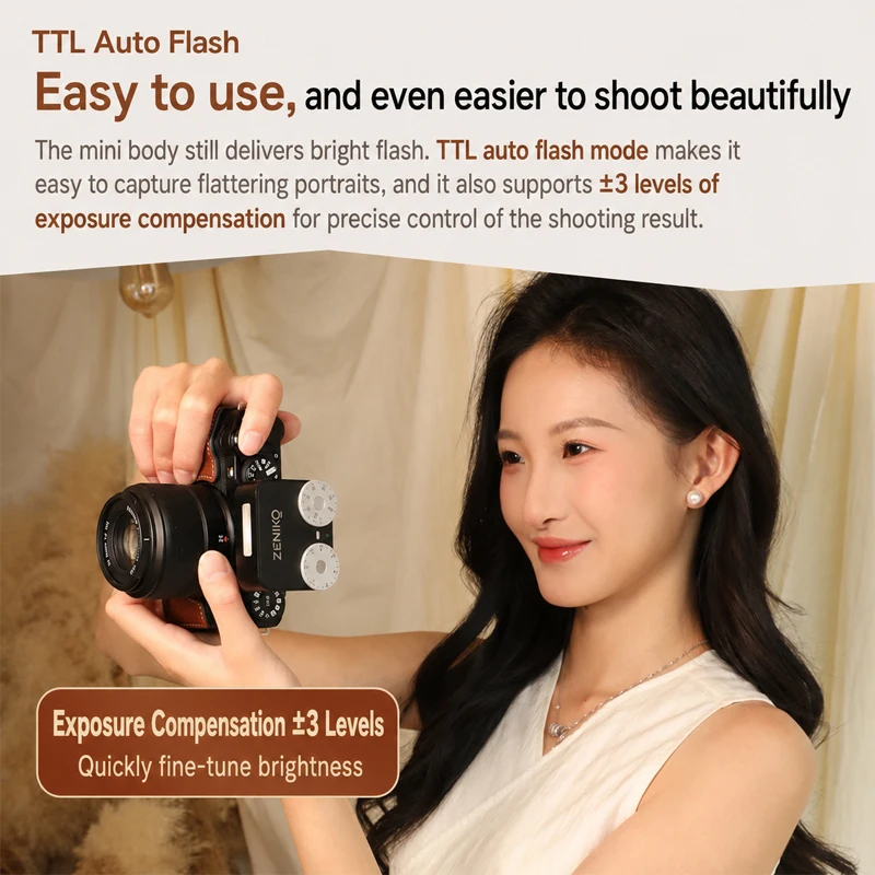 ZENIKO ZT12 카메라 플래시 TTL 자동 측광 레트로 듀얼 다이얼 휠 플래시라이트 (후지 XT5, A7M4, 니콘, 캐논 R6 카메라용)