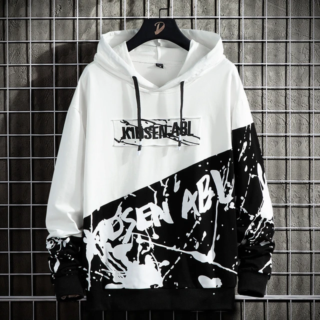 Sudadera con capucha hombre Street blanco negro