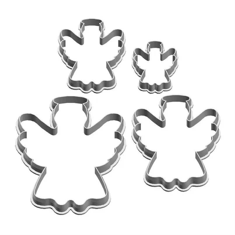 Four Specifications Cartoon Legendary Figures Angel Wearing Halo Plastics Moulds Cake Cookie Fondant Tools Sushi Fruit Cutters