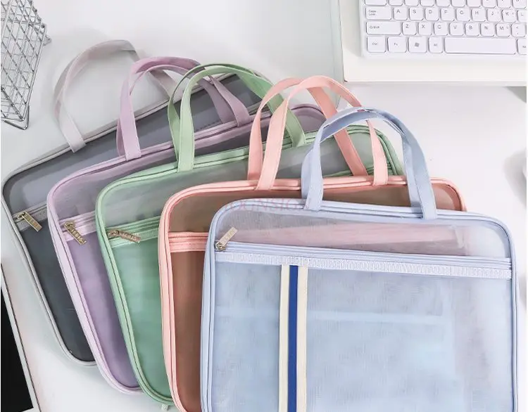 1개 거즈 핸드백 노트북 가방 노트북 서류 가방 학생용 심플 투명 시험용 보관 가방