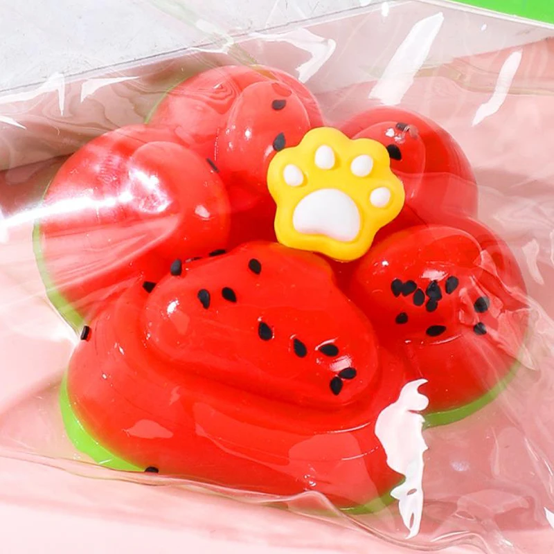 Watermelon Squishy Kitty Paw Stress Relief Decompression Toy Pinching Squeeze Cat Paw Slow Rebound Fidget Toy Gift 2