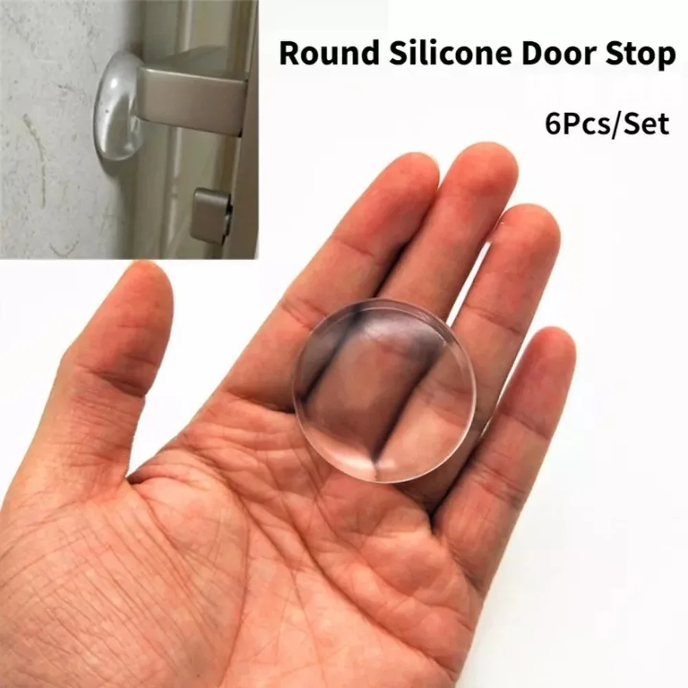 Silicone Clear Door Stopper Wall Protector Round Non-slip Shock Self Adhesive muffler Reusable Door Handle Bumper Protective