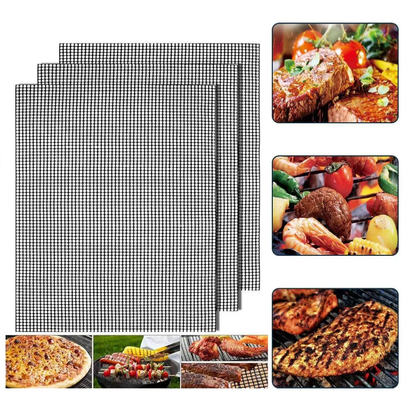 Almohadilla de rejilla para barbacoa antiadherente resistente a altas temperaturas, malla para barbacoa, almohadillas para cocinar reutilizables y de fácil limpieza, herramienta para hornear a la parrilla_voghion.com