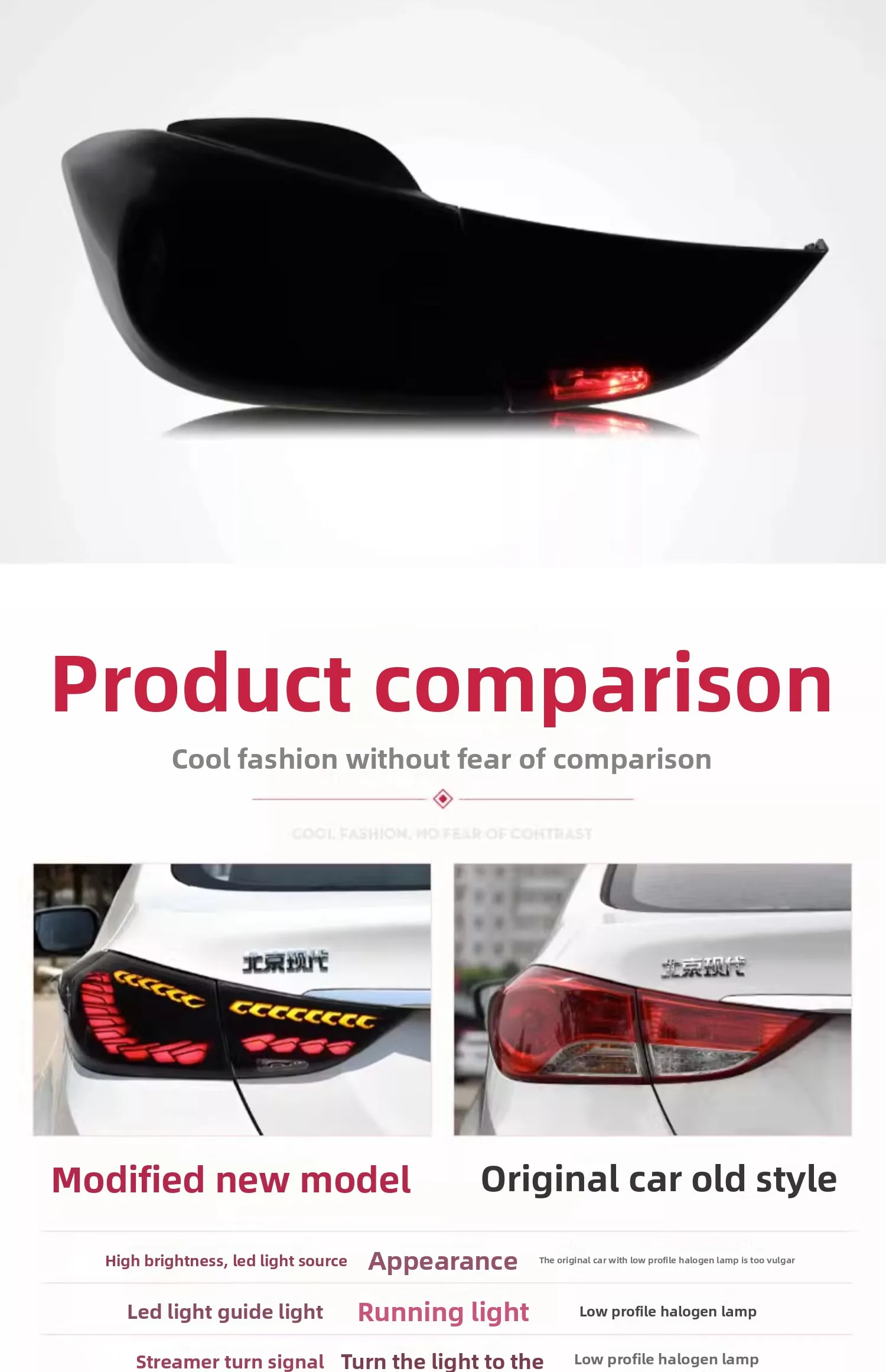 For Hyundai Elantra 2012-2017 Car Led Tail Light Dragon Scale LED Daytime Running Light Dynamic Turn Light Brake Reversing Lamp detail image 4