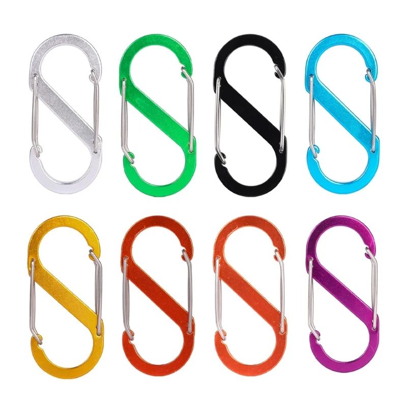 Metal S Shaped Carabiner Double Clip Hook Keychains Carabiner Clip Attachments climbing carabiner