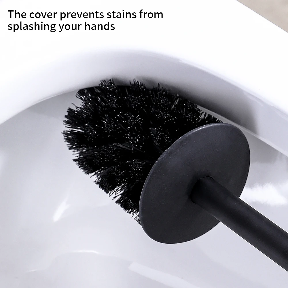 Toilet brush set holder for deep cleaning under rim compact hidden scrubber for modern RV bathroom