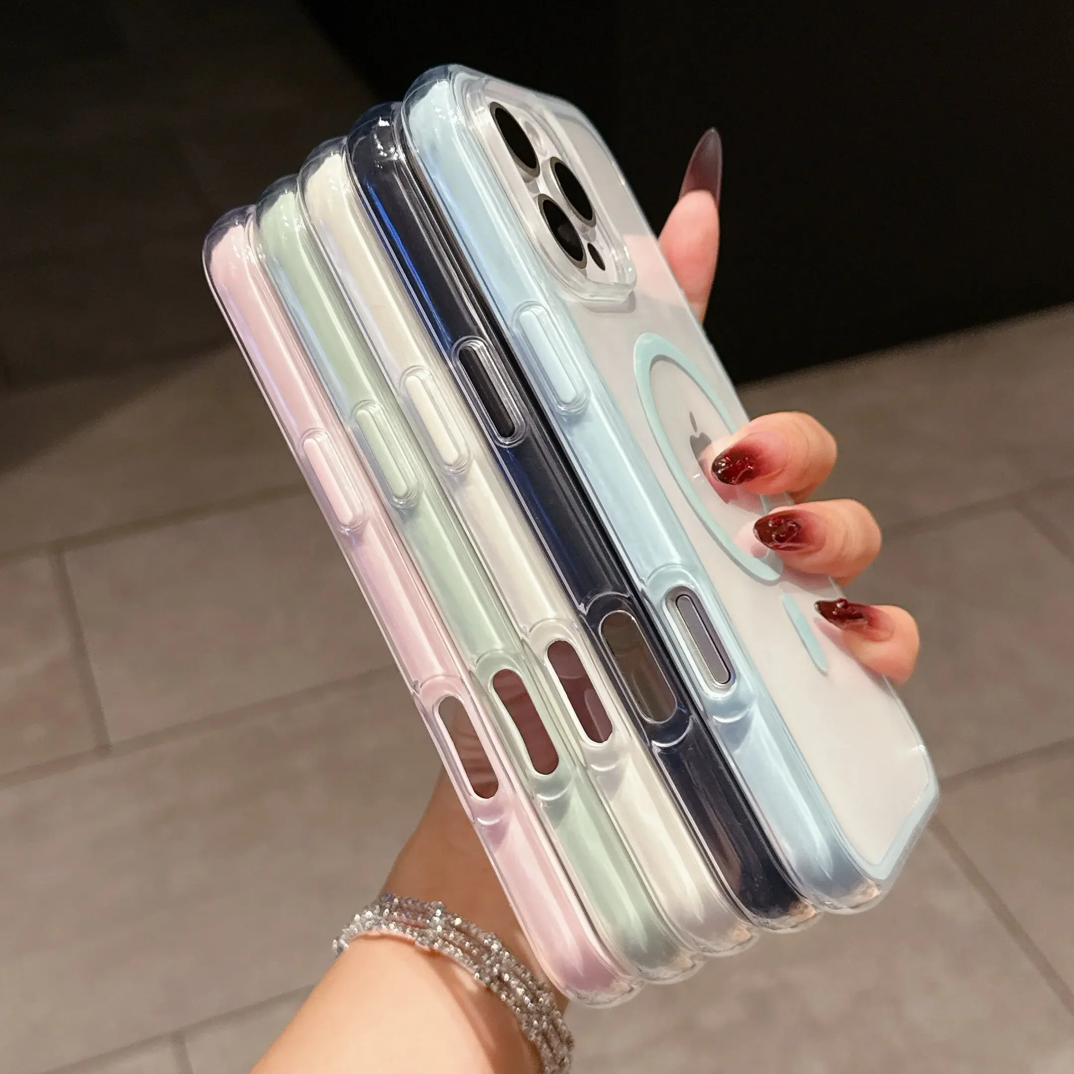 Transparent Soft Color Magnetic Bumper Phone Case with MagSafe Compatibility