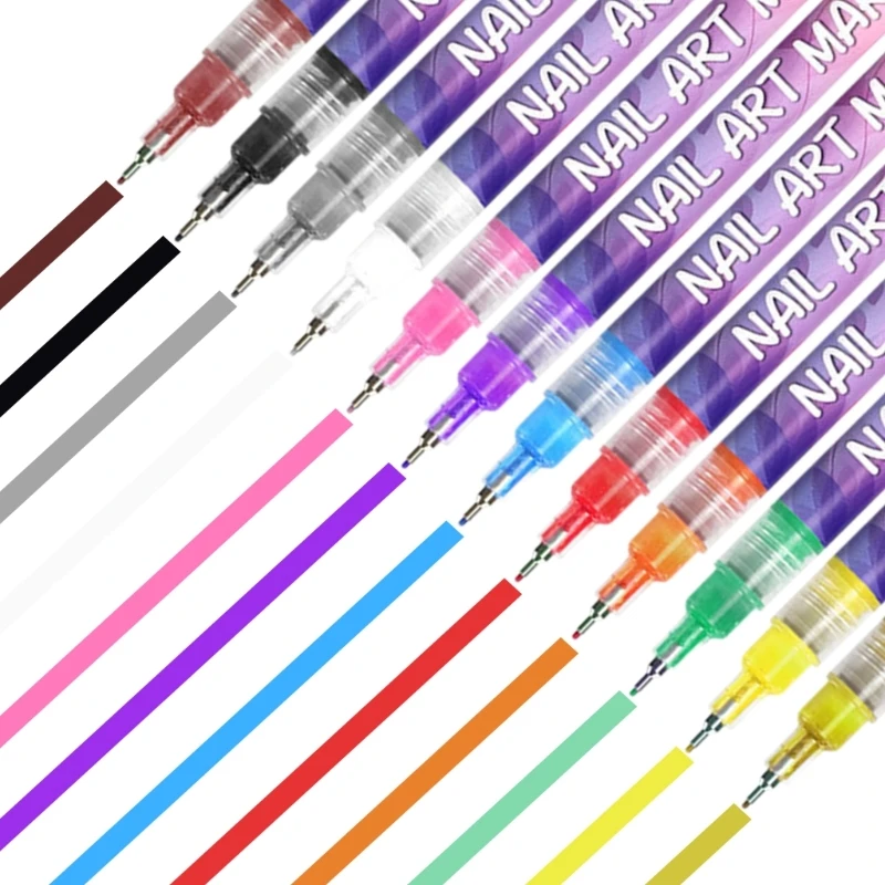 12 Colors Art Pens 3D Polishing Pens Point Dotting Liner Pen Set Art Painted Pen Drawing