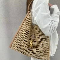Hot Selling New Fashionable and Atmospheric Large Capacity Women's Woven Bag, Niche Hollow Grass Woven Bag, Commuting Storagebag 1