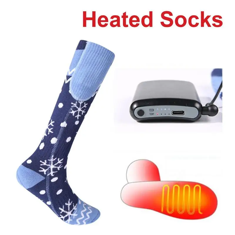 

5000mAh USB Heating Socks Christmas Pattern Electric Heated Socks Adjustable 3-Speed Temperature-Controlled Smart Heating Socks