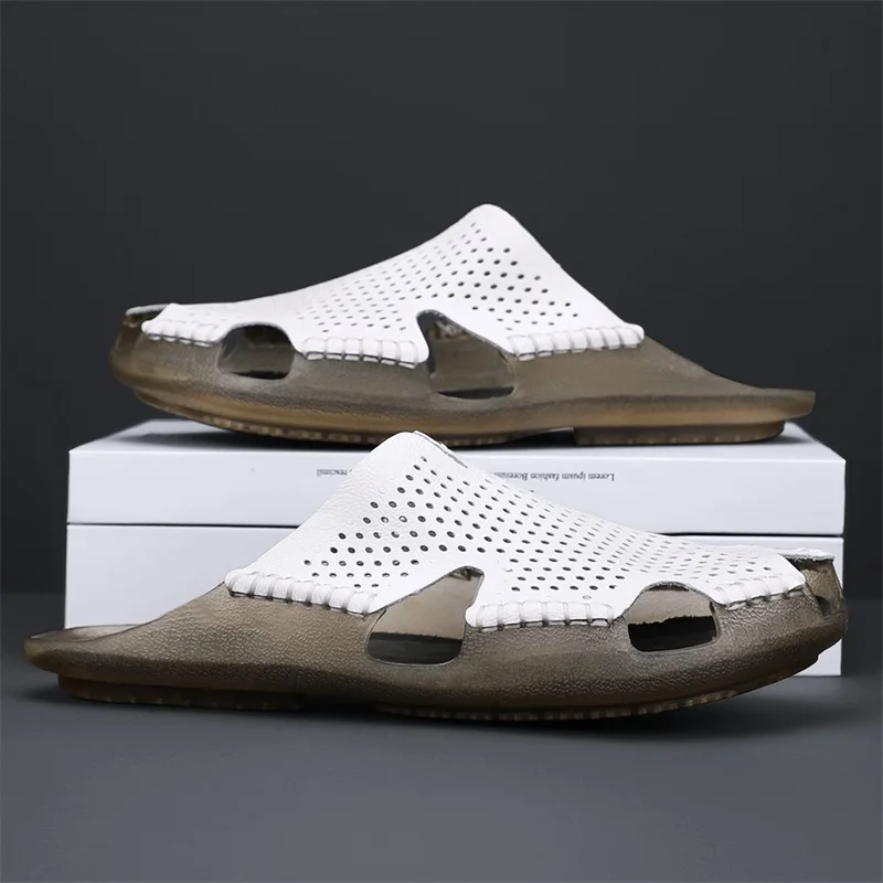 New Quality Leather Non-Slip Slippers Men Beach Sandals Comfortable Summer Shoes Men Slippers Classics Flip Flops