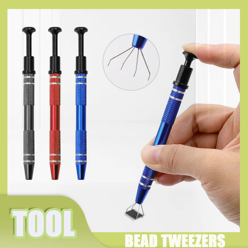 

4 Claws Tweezer Beads Holder Pick-up Tool Jewelry Diamond Gems Prong Watch Part Screws Grabber Catcher Clip Prong High Precision