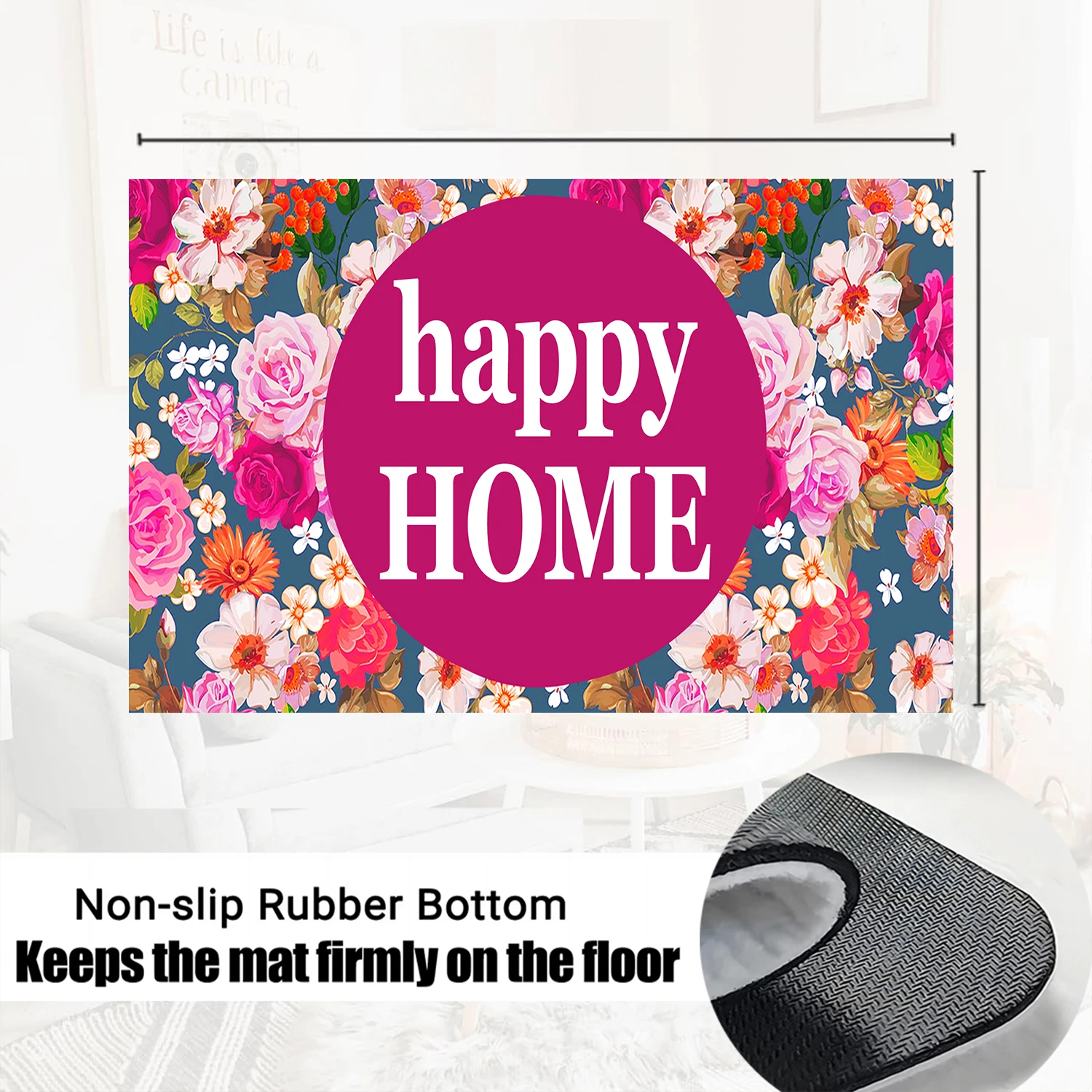 Description Picture 4 of itemHappy Home Flora Rubber Bathroom Kitchen Mat Garden Garage Door Floor Mat Non-Slip Carpet Entrance Rug
