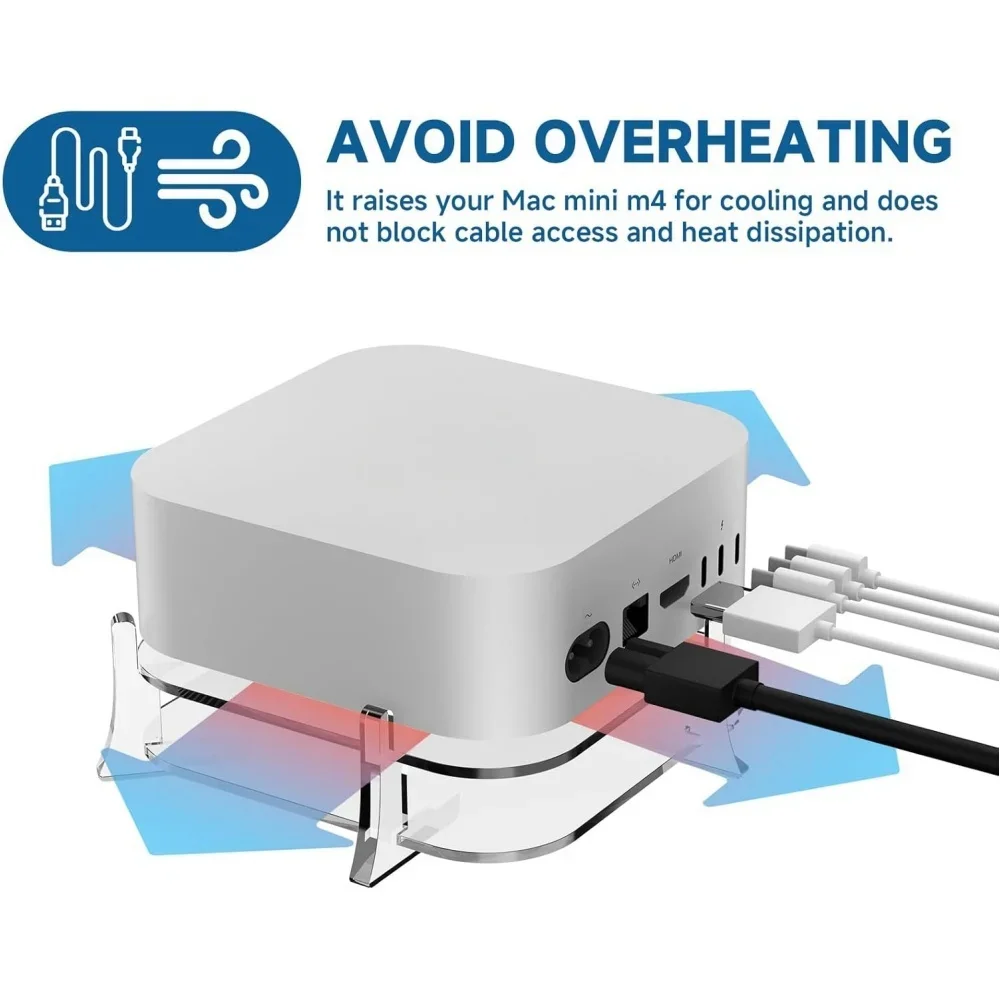 For Mac Mini M4/M4Pro Stand Acrylic Desktop Mount Holder Heat Dissipation, Space Saving, Easy Access to Power Button