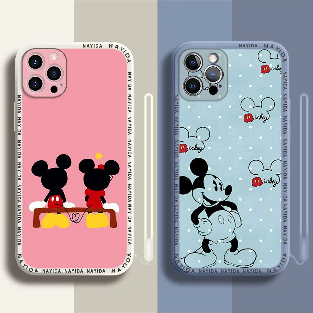 

Phone Case For iPhone 14 13 11 12 Mini Pro Max XS XR X Soft Silicone TPU Cover mickey Minnie Mouse Cartoon Bag