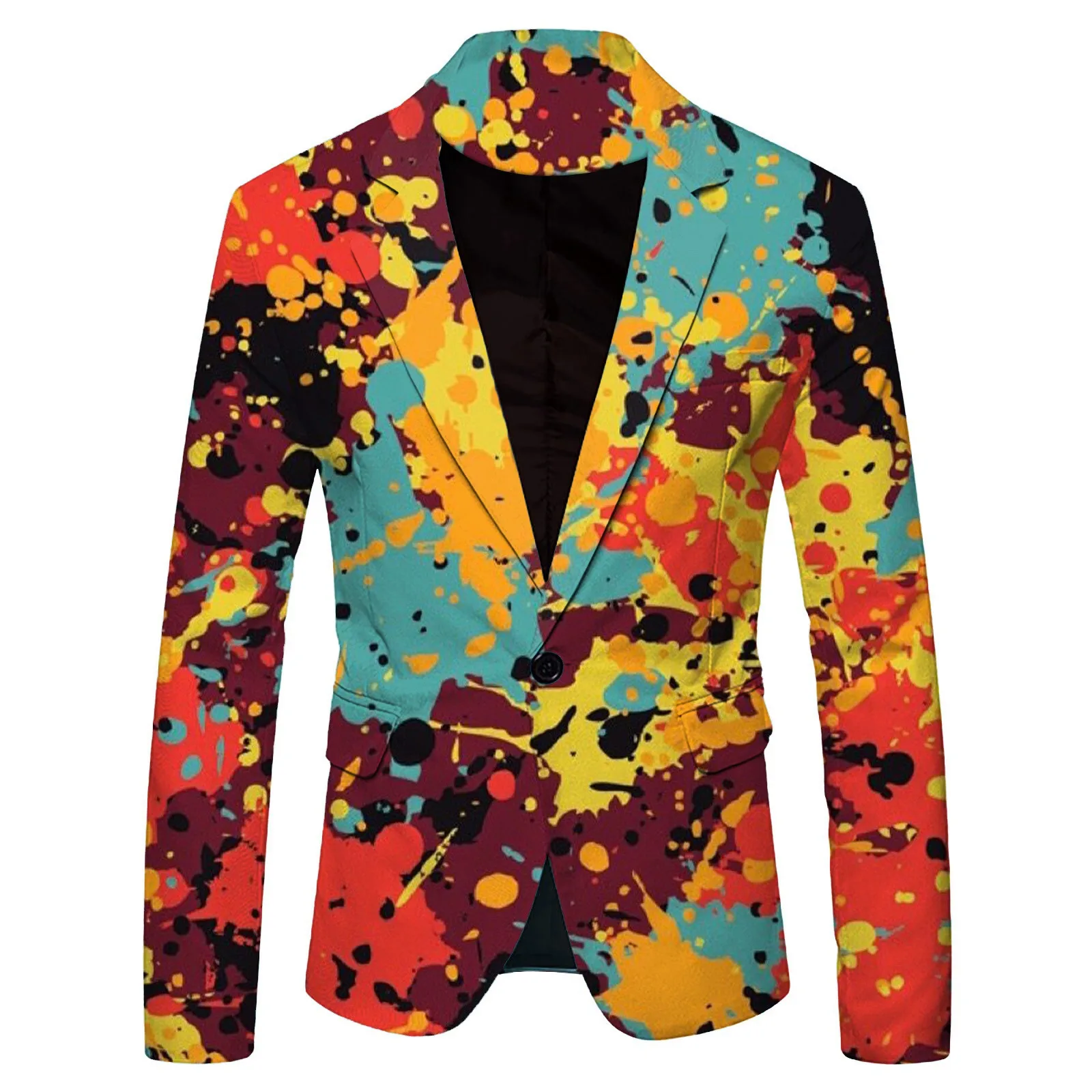 Print Splash Ink Color Men's Suit Blazer Casual Party Wear Slim Fit Suit Jacket Fashionable Luxury British Style Men Suit Coat 5
