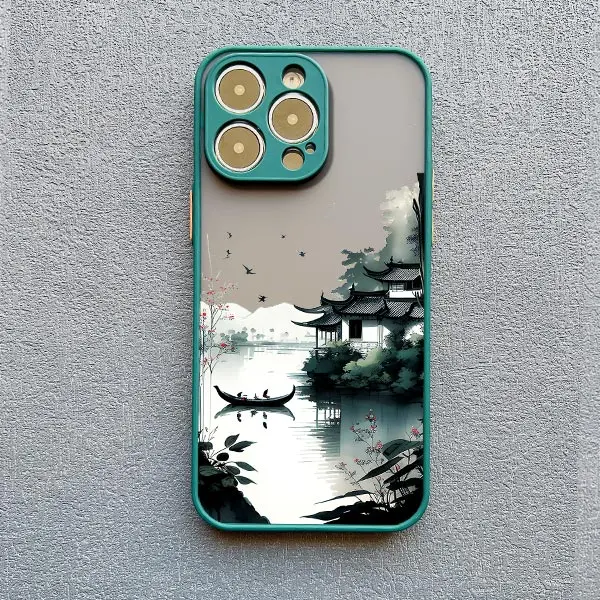 Tinte und waschen Malerei Landschaft Fall für iPhone 15 14 13 Pro Max 12 13 Mini 11 Pro Max 7 8 plus Se2 x xr xs stoß feste Abdeckung Funda – Detail 2