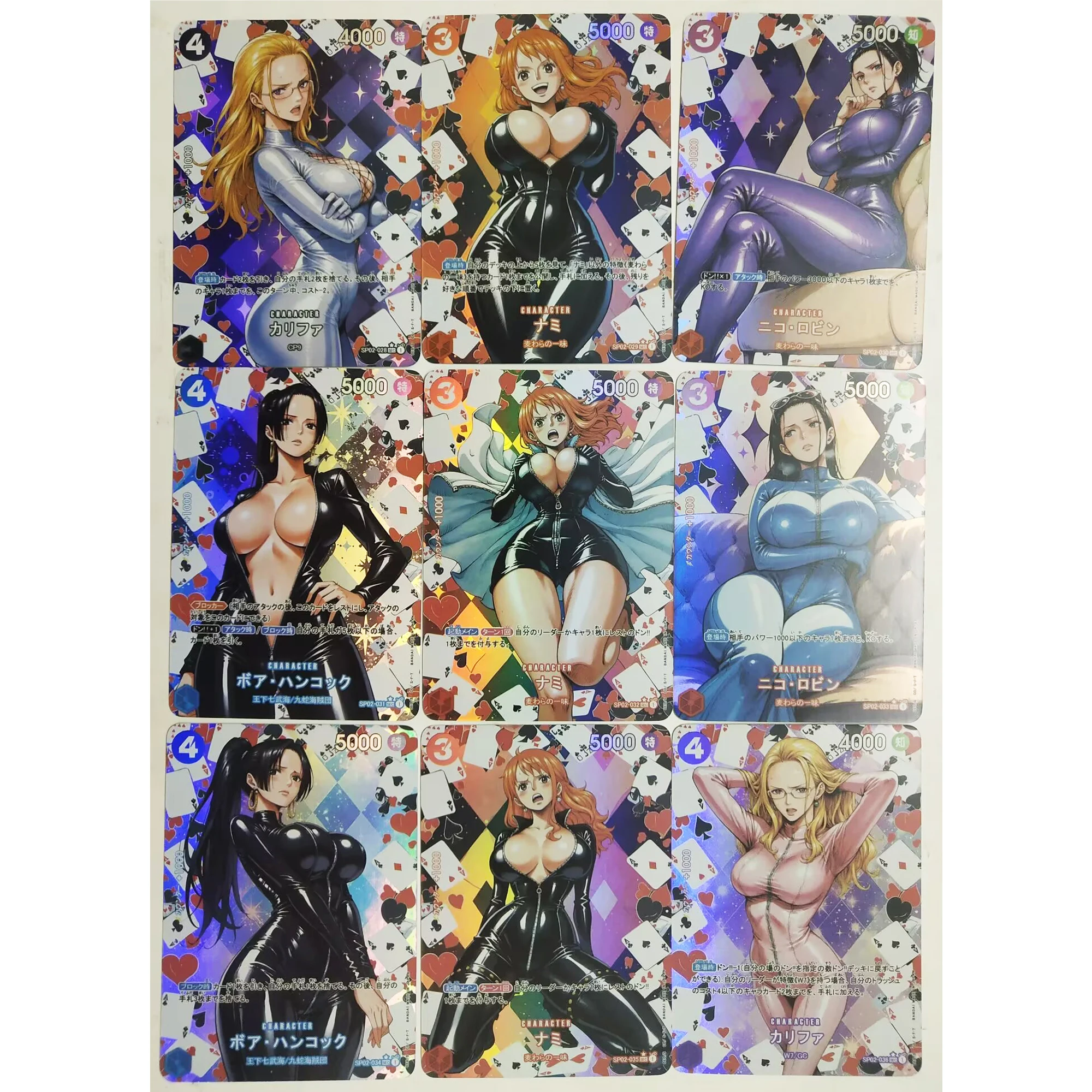 9Pcs/set Diy One Piece Poker Series Nami RobinHancock Robin Flash Card Self Made Classic Anime Collection Cards Gift Toy