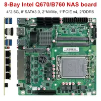 8-Bay Q670 B760 NAS Motherboard Intel 12-14th Gen LGA1700 8*SATA 2*NVMe 4*2.5G 1*PCIEX4 2*DDR5 17x17 Firewall Mini ITX Mainboard 2
