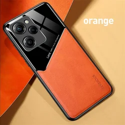 Leather Shockproof Back Cover with Car Magnetic Feature for Xiaomi Poco X5 Pro 5G (Orange)