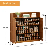 Bamboo Shoe Storage Cabinet with Doors, 7 Tier Free Standing Shoe Rack, 36-40 Pairs Cabinet, Entryway Organizer 2