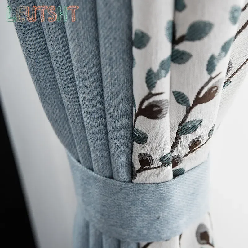 

Modern Curtains for Living dining Room Bedroom Simple Cotton Linen Yarn-dyed Color Matching kitchen Curtain tulle Customization