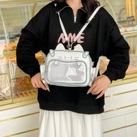 Sacs à dos de mode pour femmes, style Y2K, sac Ita chat Kawaii japonais, sacs à bandoulière en PU pour filles mignonnes, poche transparente, esthétique initiée 5